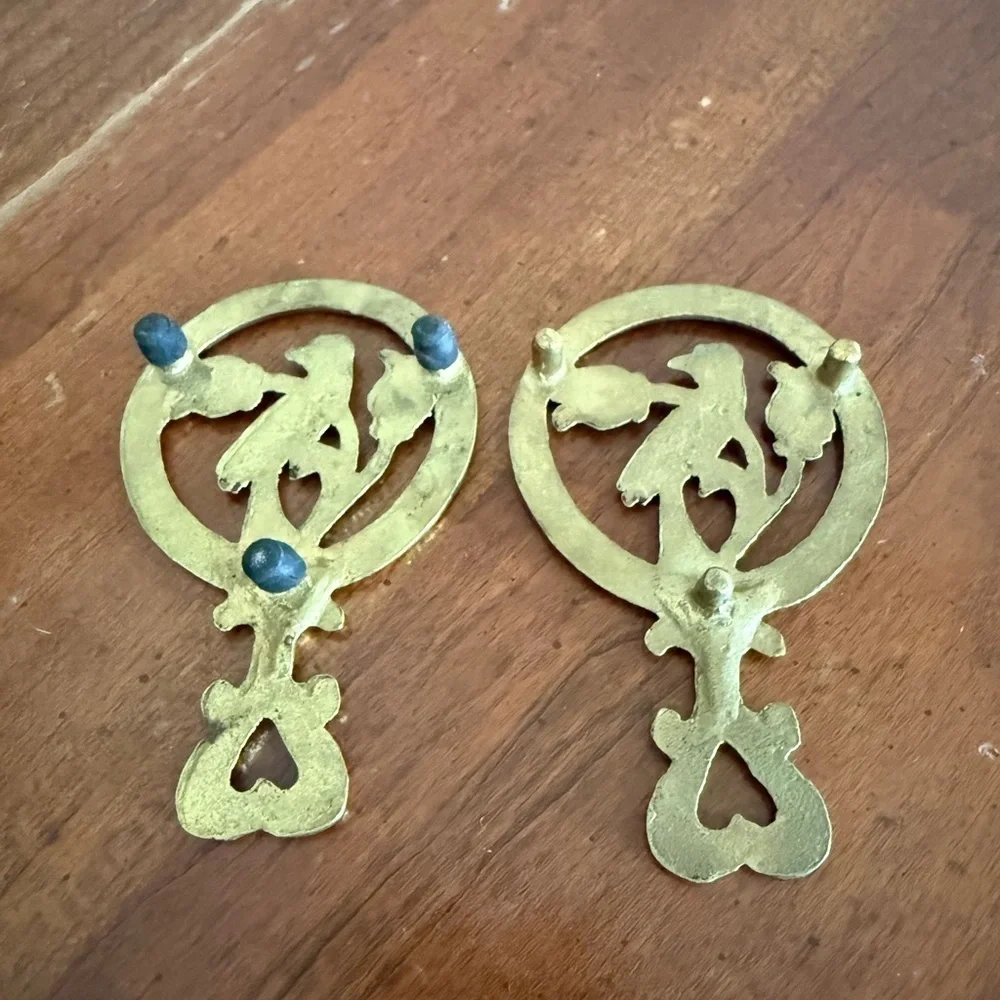 Vintage Gold Trivets Floral Bird Heart Cottagecore Country